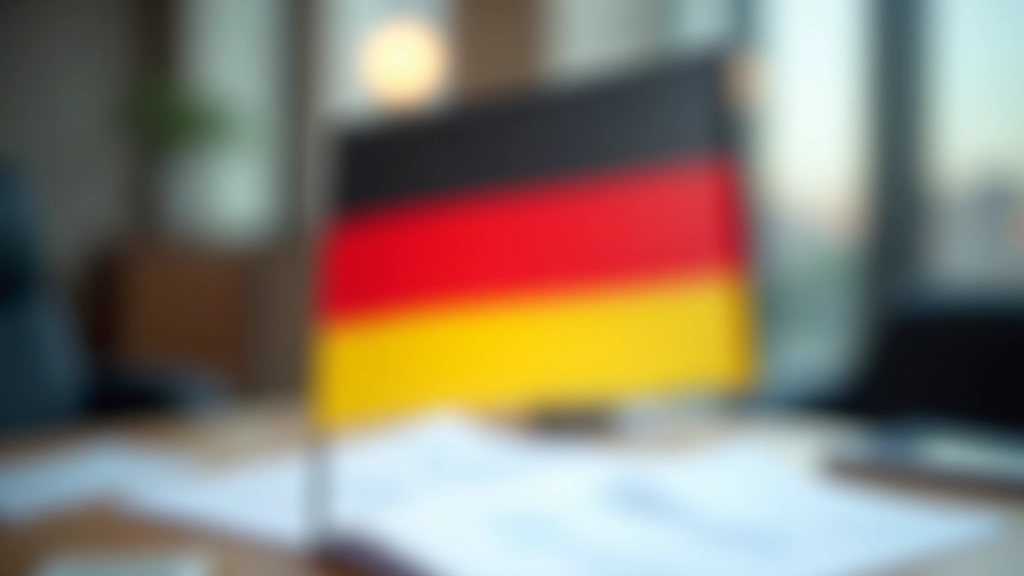 Bundesflagge Deutschlands mit Finanzdaten und Ratingindikatoren im Hintergrund