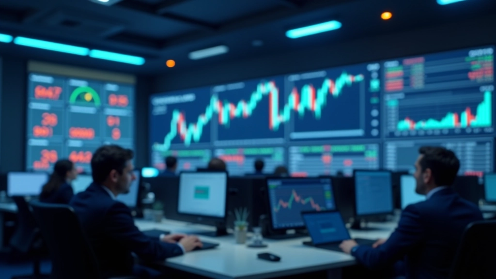 Bundesanleihen-Auktion: Börsensaal mit Händlern und Finanzmonitoren